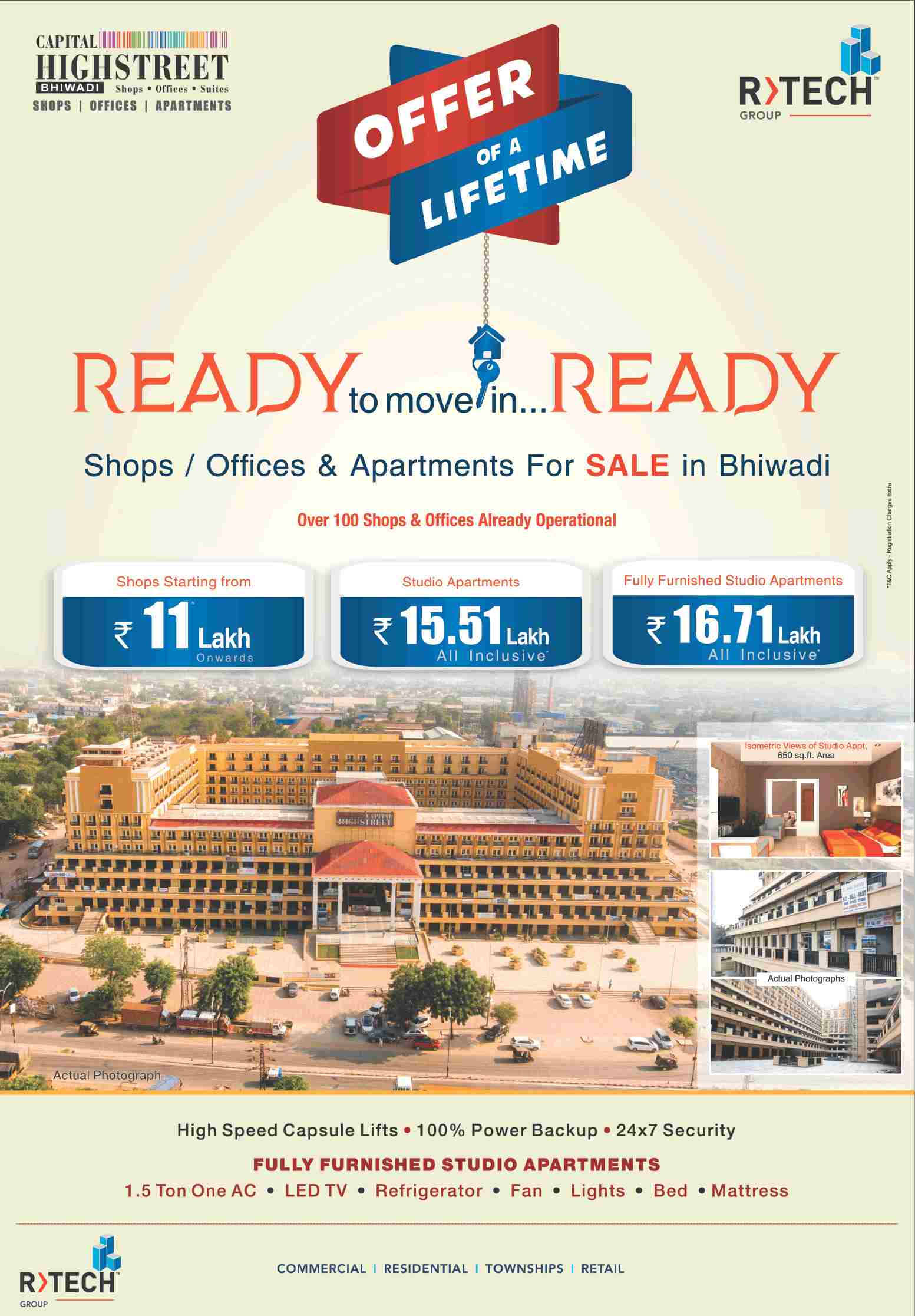Offer of a life time with ready to move properties at R Tech Capital Highstreet in Bhiwadi